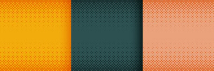 Wall Mural - elegant colors halftone design background in set of three