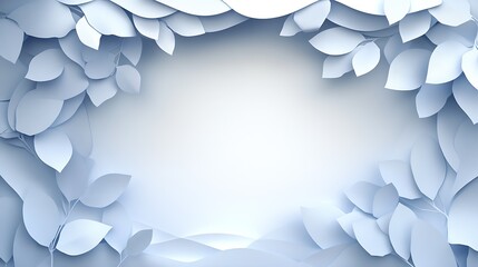 Fototapete - Minimalist design of soft blue paper leaves layered on a light background for decorative use : Generative AI