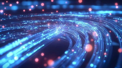 Leinwandbilder - Abstract colorful light trails on a dark background creating a futuristic atmosphere : Generative AI
