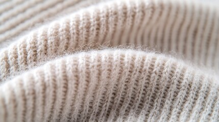 Leinwandbilder - Detailed view of light beige knitting fabric highlighting its unique fibers and texture : Generative AI