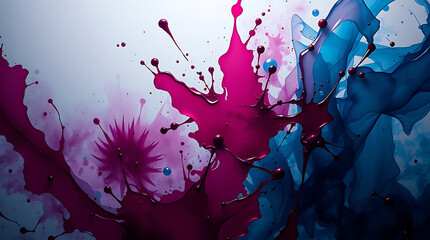 Wall Mural - 8k ultra hd desktop wallpaper, dramatic cinematic abstract art, rich burgundy deep blue paint splash
