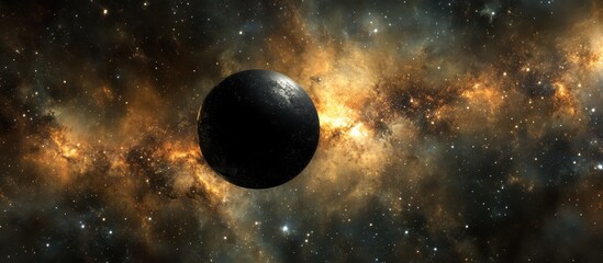 Wall Mural - Dark planet in a vibrant nebula. (1)