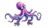 Whimsical Octopus on Roller Skates Embarks on a Wobbly Adventure