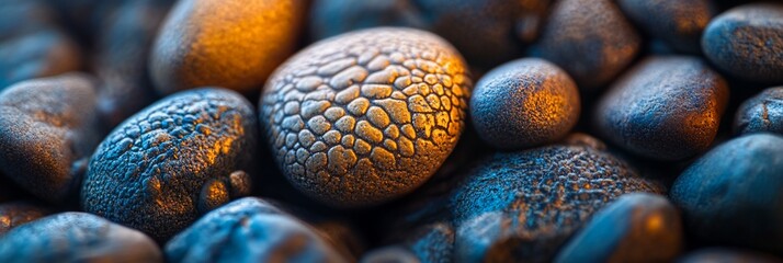 Poster - Close-up of textured stones with warm and cool tones.