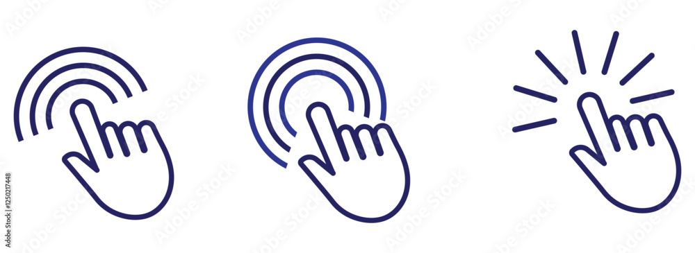 hand clicks icon set. pointer icons. Computer mouse click cursor arrow ...