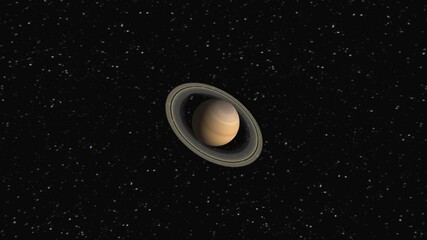 Wall Mural - Saturn featuring its rings against a backdrop of twinkling stars.