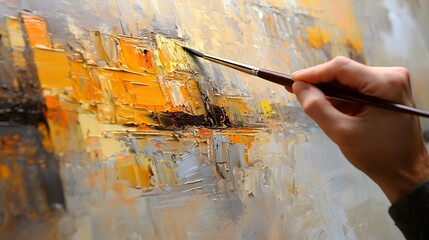 Aufkleber - Vibrant and dynamic painting created with fast expressive brushstrokes  This abstract artwork showcases a captivating blend of colors textures and energy capturing the essence of creative expression