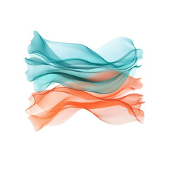Wall Mural - Abstract Flowing Fabric Teal and Coral Swirls