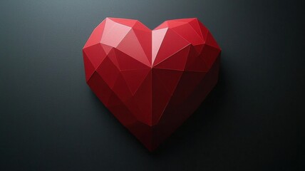 Wall Mural - Geometric Red Heart Shape with Polygonal Design on Dark Background
