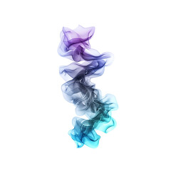 Wall Mural - Abstract Swirling Smoke in Vibrant Hues of Purple, Blue, and Teal on on white background