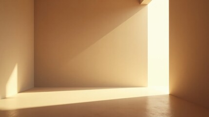 Poster - Empty Room with Sunlight Streaming Through a Window, Creating Dramatic Shadows and a Calm Atmosphere