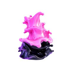 Wall Mural - Abstract Pink and Black Liquid Splash, Dynamic 3D Render