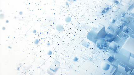 Abstract technology background with network connection and digital data vector dots on a light blue gradient color