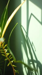 Poster - an image of a plant with a shadow on a wall, there is a plant that is sitting in front of a window