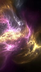 Wall Mural - Colorful cosmic swirl of purple and gold hues in a vast nebula at the edge of the universe