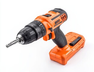 Cordless drill with chuck and battery.