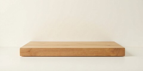 Poster - Simple Wooden Platform Against a Neutral Background, Ideal for Product Display or Mockups