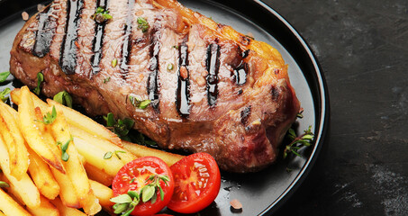 Sticker - Striploin beef steak with french fries