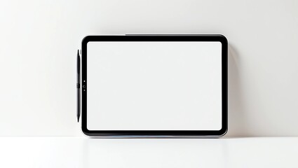 Empty screen tablet computer mock-up view on white background 