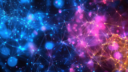 Abstract blue glowing particles background with stars and waves