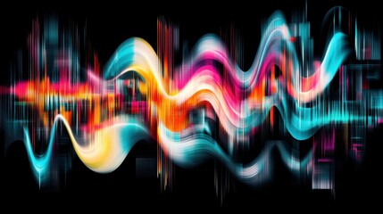 Wall Mural - digital abstract waveform with high-energy dynamic motion,