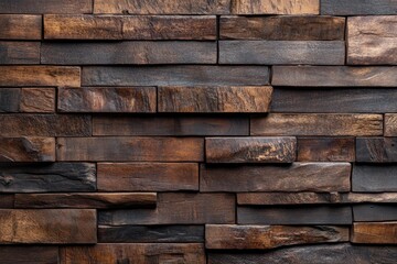 Wall Mural - Dark wood wall panel texture background, interior design