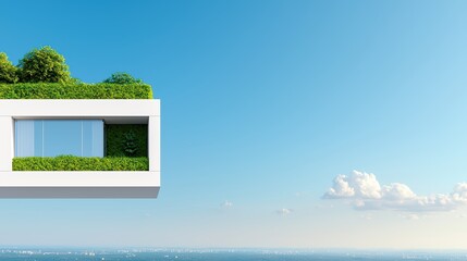 Poster - Modern Architecture with Greenery and Clear Blue Sky Background