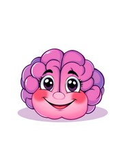 Poster - an image of a cartoon brain with a smile on its face, cartoon brain with eyes and a smile on a white background