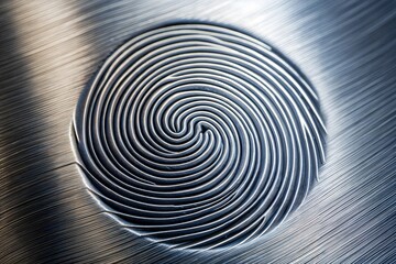 Wall Mural - abstract spiral design on brushed steel texture surface
