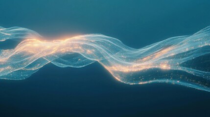 Wall Mural - abstract glowing data stream visualization on deep blue background