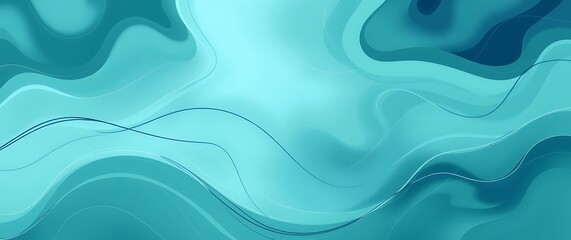 A digital painting of a stylish background showing an abstract composition of swirling lines and organic shapes in a cool color palette of blues and greens, using a high resolu.