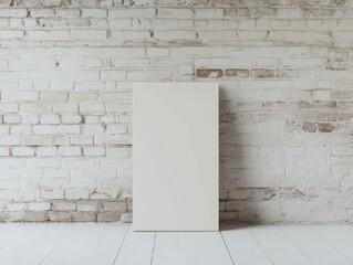 Wall Mural - Blank canvas mockup, brick wall, studio, interior design