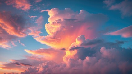 Wall Mural - Vibrant Sunset Sky with Dynamic Clouds and Rich Colors Capturing the Beauty of Nature's Dramatic Evening Light