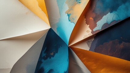 Wall Mural - Colorful Abstract Paper Texture with Artistic Shades in Geometric Composition for Background Design.