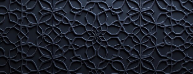 Fototapete - Dark embossed Islamic geometric pattern.