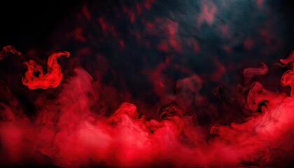Wall Mural - dark abstract red smoke on textured black background for horror aesthetics, gothic designs, and dramatic visuals

