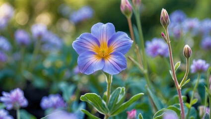 Wall Mural - Closeup of a vibrant flower in a garden with soft bokeh background showcasing natural beauty and botanical details for creative projects.