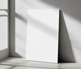 Wall Mural - Blank canvas mockup, sunlit room, minimalist interior, design template