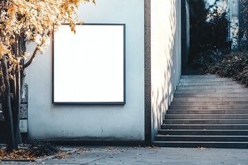 Canvas Print - Blank billboard sign urban autumn background mockup