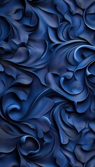 Wall Mural - Abstract navy blue 3D floral pattern.