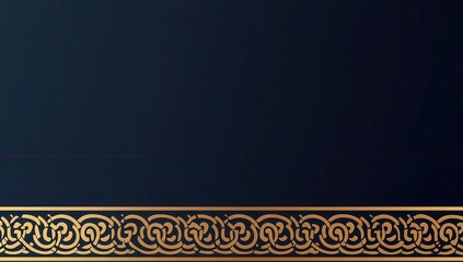 Fototapete - Elegant dark blue background with golden ornate border.