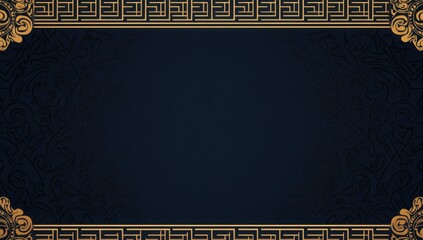 Wall Mural - dark blue background with gold ornate frame.