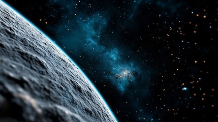 Wall Mural - A view of the earth from space with stars and nebula in the background