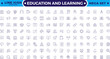 © artshuvo - Education and Learning Outline icons set. Education, School, Learning, university, textbook. Containing video tuition, e-learning, online courses, educational websites. Editable stroke outline icon.