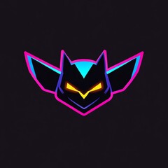 Canvas Print - Neon Nights: Cybernetic Cat Logo Design