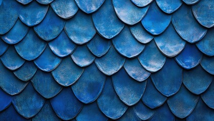 Wall Mural - seamless blue scale pattern texture.