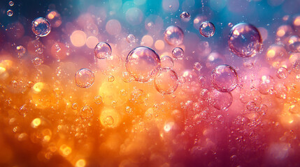 Wall Mural - Abstract Colorful Bubbles Floating Background Design Art Pink Blue Fluid Water Macro Shiny Light    