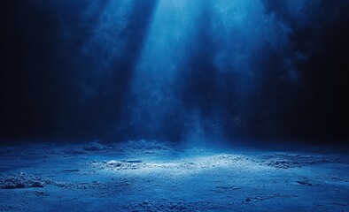 Aufkleber - Dark blue background with light beams and textured ground.