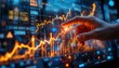 © YUTTADANAI - Hand Interacting with Digital Financial Data on a Futuristic Screen Displaying Stock Market Trends and Analytics