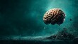 © Heng Heng - AI Stock - Glowing human brain or cerebral cortex organ levitating or floating in a surreal ethereal cosmic dreamscape or galaxy space background  This conceptual symbolic image represents the power of thought